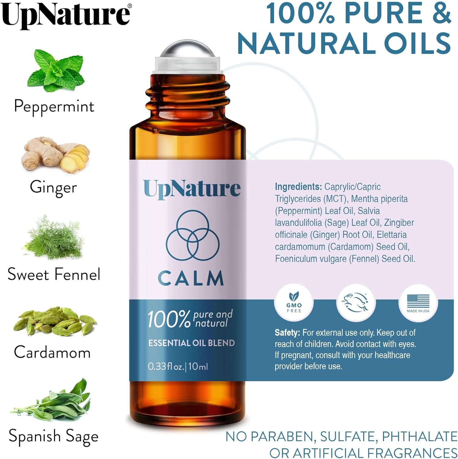 UpNature Calm Essential Oil Roll On - Stocking Stuffers for Teen Girls and Women - 100% Natural Stress Relief Aromatherapy Blend - Relaxation Self Care Gifts for Women