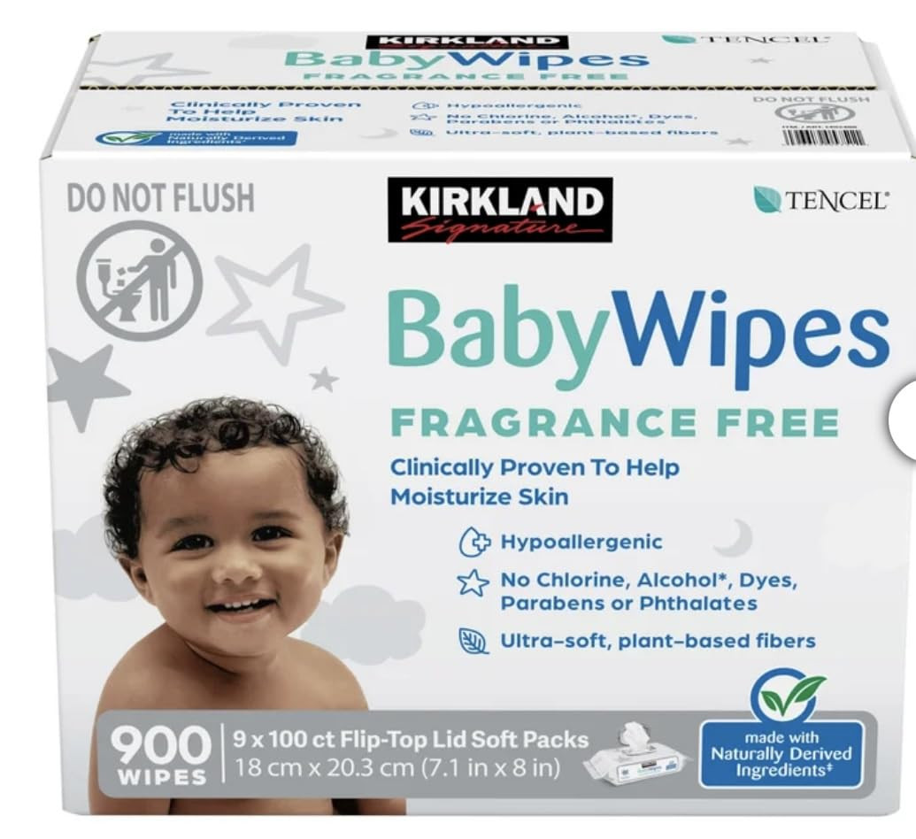 Kirkland Signature Baby Wipes, Unscented Ultra Soft, 900 Count