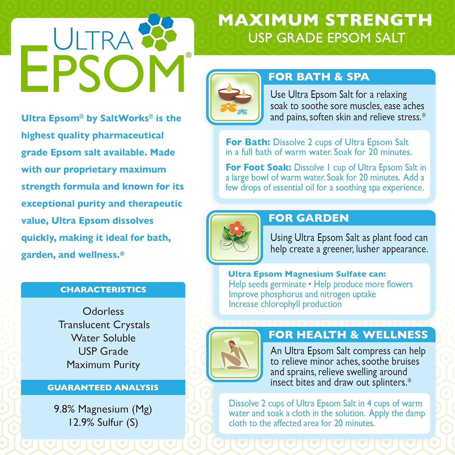 SaltWorks Ultra Epsom Bath Salt, Fine Grain, Unscented, 18 Pound Bag